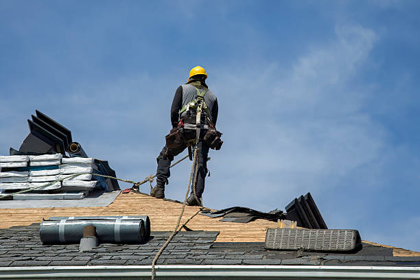 Professional Gutter Installation technician working in Sandy Ridge, PA